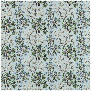 branches with flowers and berries blue furnishing fabric Sanderson Arboretum 237316