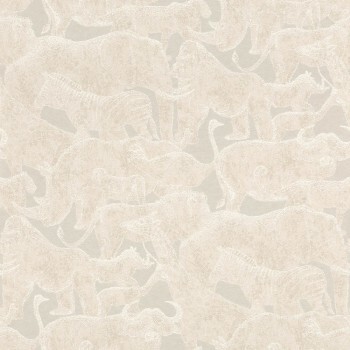 non-woven wallpaper wild animals beige 291574