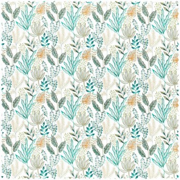 Leaves and branches white furnishing fabric Sanderson Harlequin - Color 1 HTEF133867