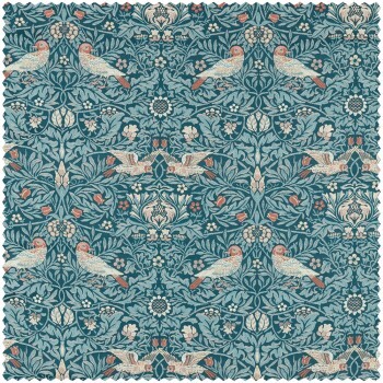 decorative fabric birds and blossoms blue MEWF237312