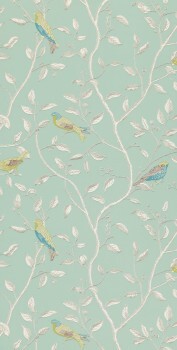 Vögel auf Zweigen grün Papiertapete Sanderson - One Sixty DOPWFI103