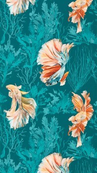 Hand Painted Marine Life Teal Green Wallpaper Sanderson Harlequin - Color 1 HTEW112767
