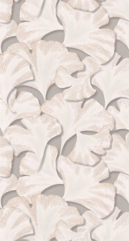 Gray non-woven wallpaper shiny gold ginkgo leaves Casadeco - Ginkgo Texdecor GINK86241429