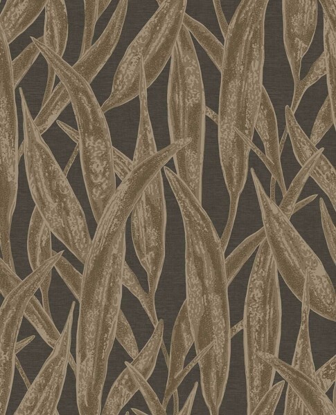 Brown non-woven wallpaper leaf optics Waterfront Eijffinger 300805