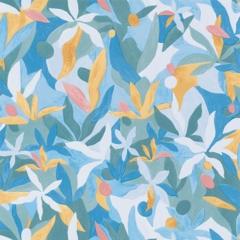 Leaves Blue Wallpaper Caselio - Imagination Texdecor IMG102166114