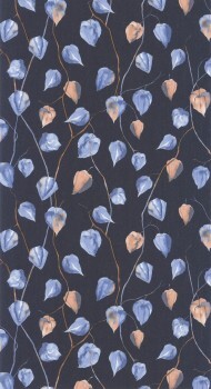 Berries and branchesdark blue non-woven wallpaper Casadeco - Ginkgo Texdecor GINK86216532