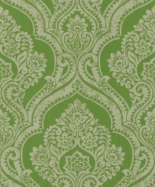 non-woven wallpaper flowers and tendrils green 88808
