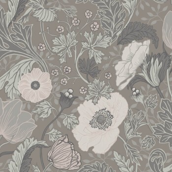Große Mohnblumen Tapete taupe Grönhaga Rasch Textil 144102