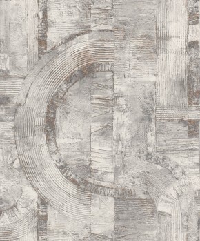 semicircles and stripes gray non-woven wallpaper Composition Rasch 554779