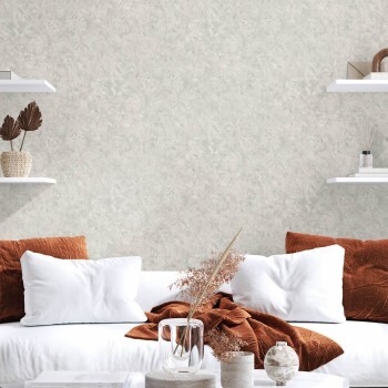 Applied glass bead pattern wallpaper taupe Divino Hohenberger 65283-HTM