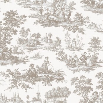 Brown and white non-woven wallpaper Vintage Blooming Garden Rasch Textil 084041