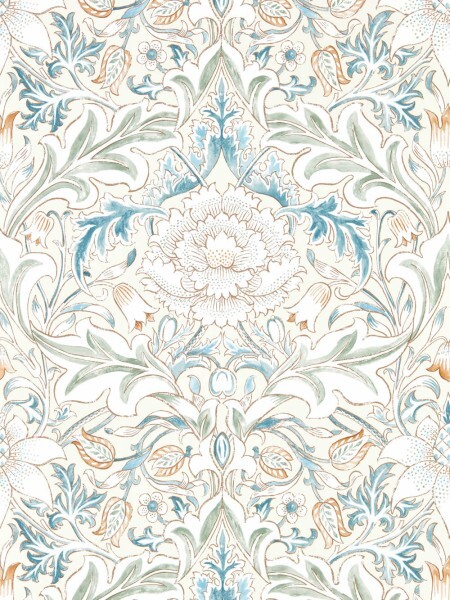 Wallpaper bordered flowers beige MSIM217074