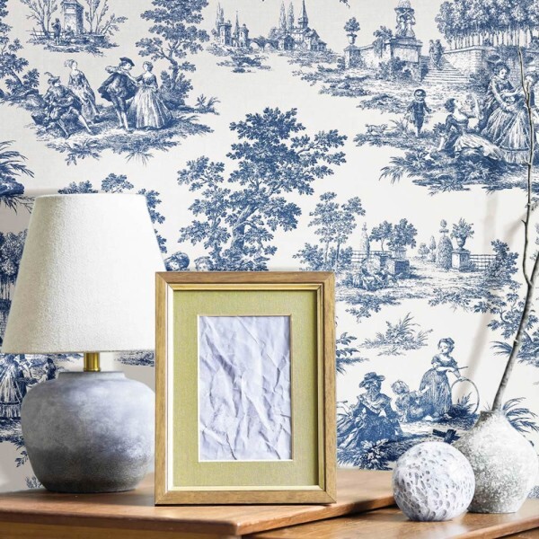 Blue and cream non-woven wallpaper nature blooming garden Rasch Textil 084043