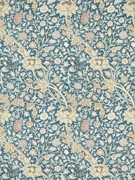 Non-woven wallpaper with textile surface wild leaf pattern blue MEWW217210