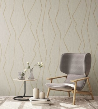 Beige non-woven wallpaper irregular line pattern Slow Living Hohenberger 64638-HTM