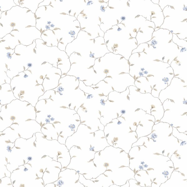 Blumenranken Weiß und blau Tapete Kitchen Recipes Essener G12263