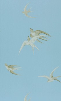 Himmelkullise mit Vögeln blau Vliestapete Sanderson - One Sixty DVIWSW103