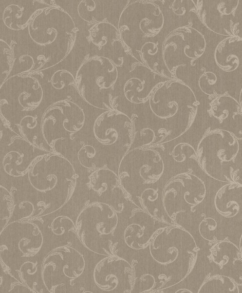 non-woven wallpaper fine tendril pattern light brown 88921