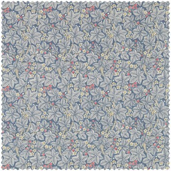 Decoration fabric leaves, flowers and berries blue-grey DCMF226716