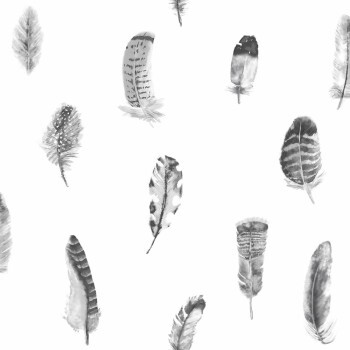 Gray & White Feather Look Wallpaper Global Fusion Essener G56403