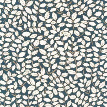 Small leaves non-woven wallpaper darkblue and white Caselio - Dream Garden DGN102296121