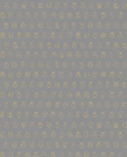 Eijffinger PIP Studio 55-375037, non-woven wallpaper gray gold ladybirds
