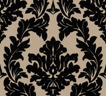 Velourtapete AS Creation Castello 33580-4, 335804 große Ornamente schwarz-beige
