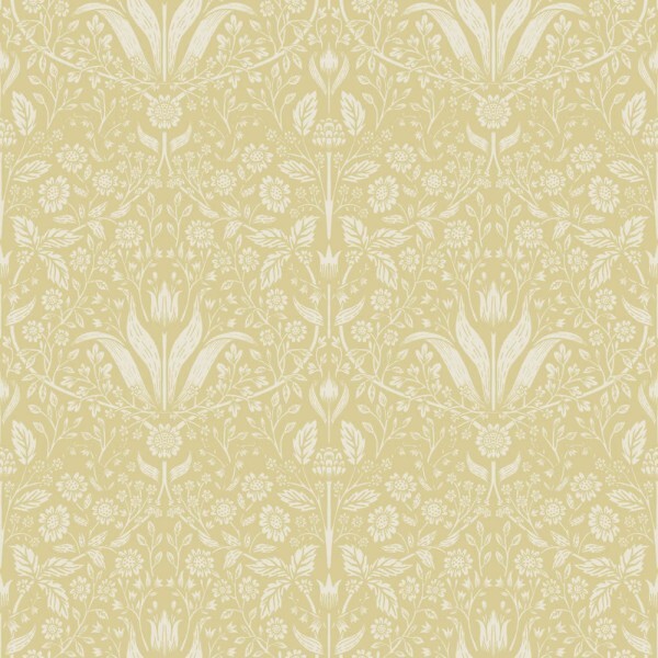 non-woven wallpaper tulips and daisies mustard yellow 034038