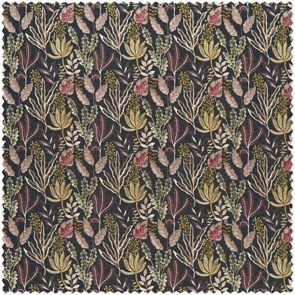 Rainforest plants and corals black furnishing fabric Sanderson Harlequin - Color 1 HTEF133866