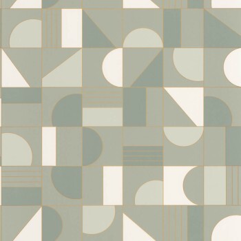 Sage green non-woven wallpaper filigree shapes Caselio - Labyrinth Texdecor LBY102107024