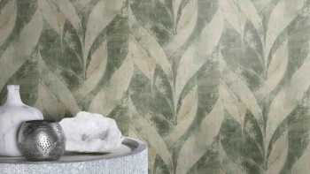 roughened structure green non-woven wallpaper Concrete Rasch 520057