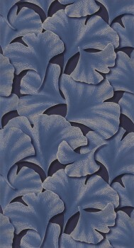 leaves with gold pigments wallpaper blue Casadeco - Ginkgo Texdecor GINK86246515