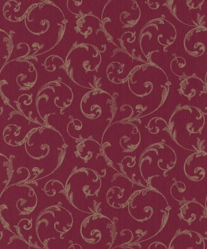 non-woven wallpaper curved tendrils red 88914