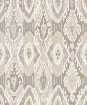 non-woven wallpaper bordered shapes beige and gray 560558
