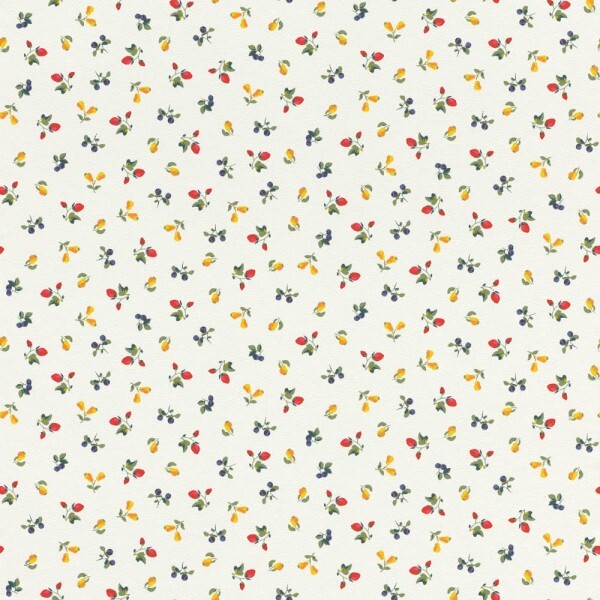 lemons, strawberries and blueberries non-woven wallpaper white Petite Fleur 5 Rasch Textil 288239