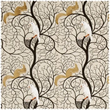 stilisierte Zweige und Vögel creme Dekostoff Sanderson - One Sixty DVIPSQ301