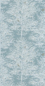 Leaf motif wallpaper blue Caselio - La Foret Texdecor FRT102976060