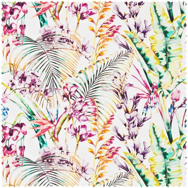 tropical flowers and leaves beige furnishing fabric Sanderson Harlequin - Color 1 HAMA120351