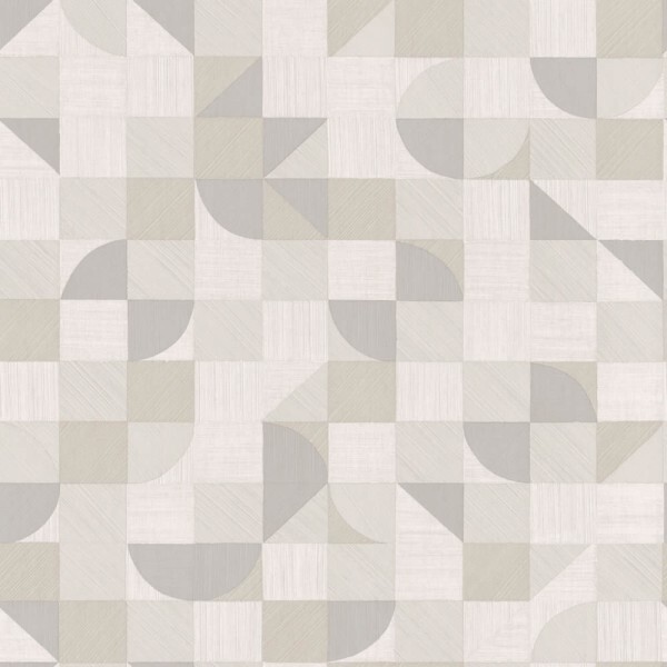 Graphic shapes Cream and silver vinyl wallpaper Materika Rasch Textil 229910