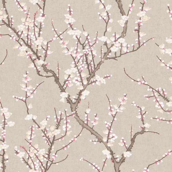 Non-woven wallpaper cherry blossom branches beige 1903-3 _L