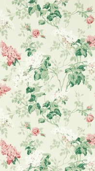 verschlungene Rosen und Blätter creme Vliestapete Sanderson - One Sixty DOSW217050