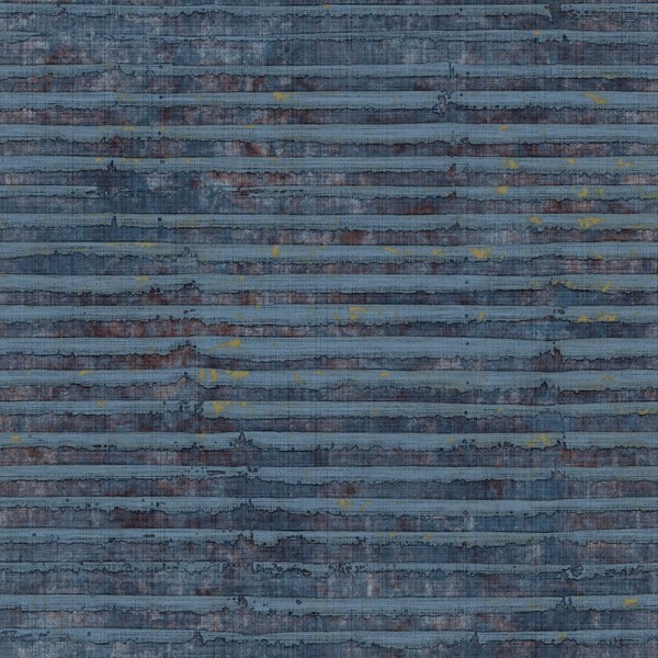 Painted line pattern blue and gold vinyl wallpaper Materika Rasch Textil 229989