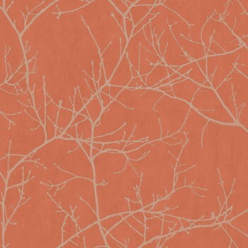 Orange non-woven wallpaper filigree branches Casadeco - Riverside 3 Texdecor RVSD16963107