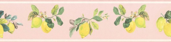 Bordüre Zitrusfrüchte Zitronen Landhaus rosa 288567