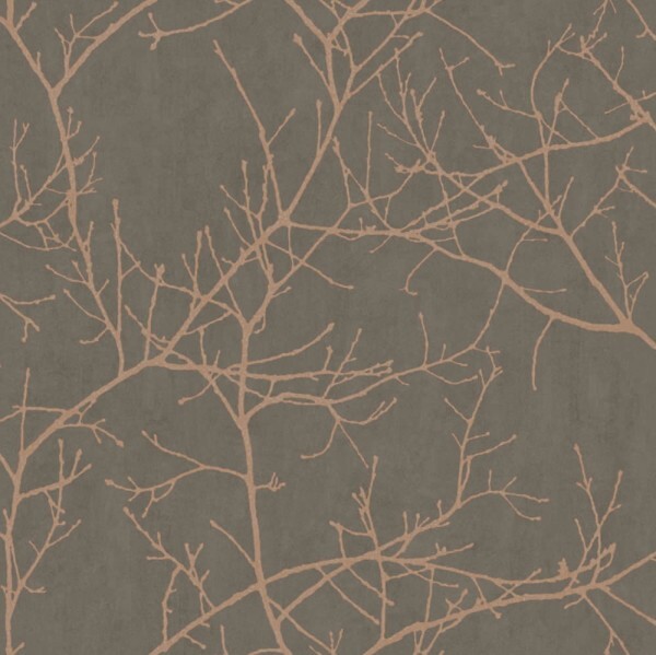 Dark Brown Shiny Twigs Wallpaper Casadeco - Riverside 3 Texdecor RVSD16963511