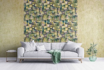 Art green and colorful non-woven wallpaper Crafted Hohenberger 26800