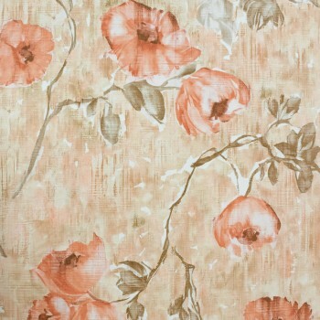 Colorful petunias peach red non-woven wallpaper Julie Feels Home Hohenberger 26915-HTM