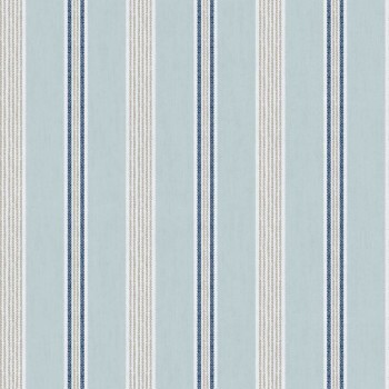 Narrow and wide stripes non-woven wallpaper light blue Blooming Garden Rasch Textil 084072
