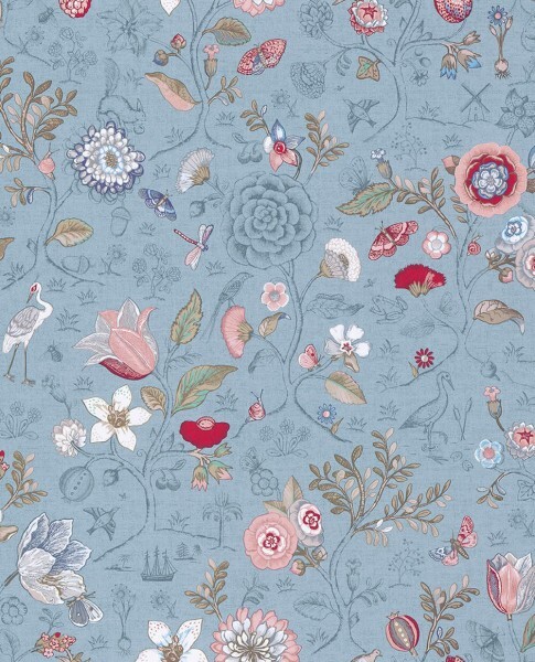 Eijffinger PIP Studio 55-375005, non-woven wallpaper blue rosa flowers
