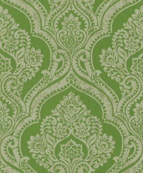 non-woven wallpaper flowers and tendrils green 88808